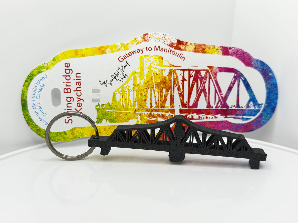 Black Manitoulin Swing Bridge keychain
