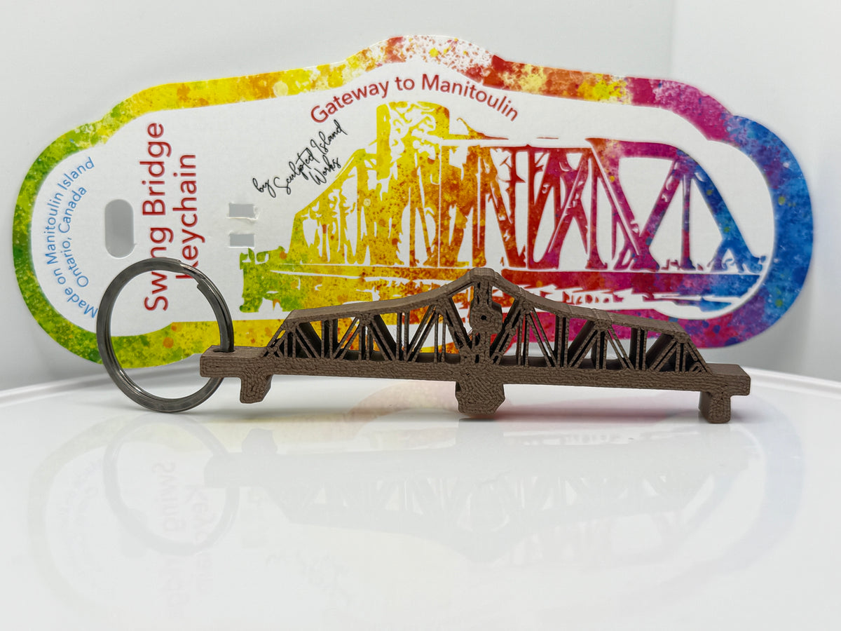 Metallic Copper Manitoulin Swing Bridge keychain