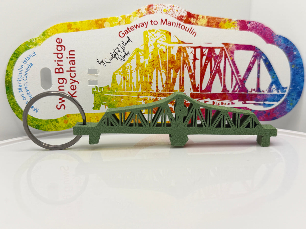 Matcha Green Manitoulin Swing Bridge keychain