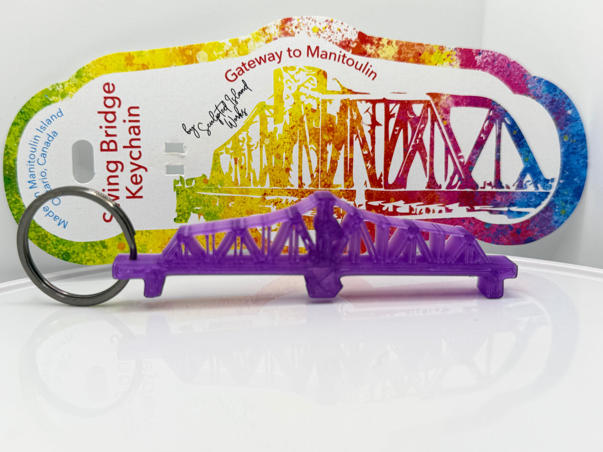 Translucent Purple Manitoulin Swing Bridge keychain