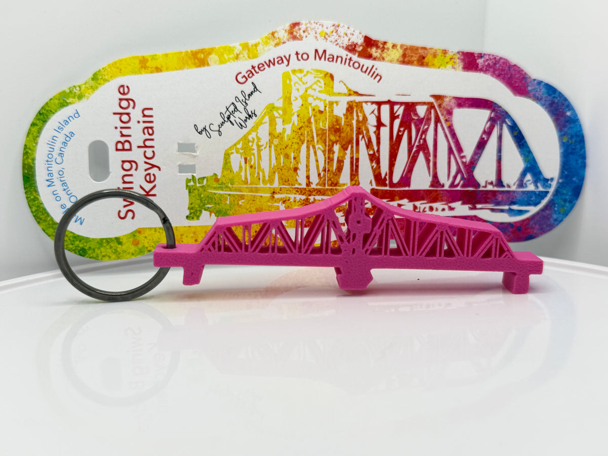 Magenta Manitoulin Swing Bridge keychain