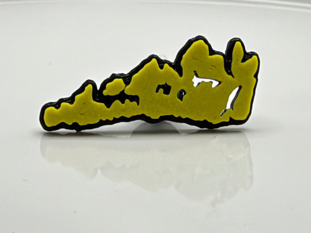 Yellow Manitoulin Island shoe charm outside its bag